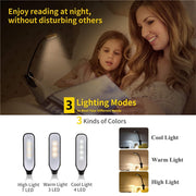 Rechargeable Book Light Mini 7 LED Reading Light 3-Level Warm Cool White Flexible Easy Clip Lamp Read Night Reading Lamp in Bed