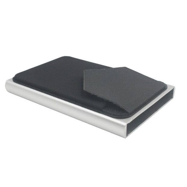 Slim Aluminum Wallet With Elasticity Back Pouch ID Credit Card Holder Mini RFID Wallet Automatic Pop up Bank Card Case