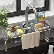 Kitchen Space Aluminum Sink Drain Rack Sponge Storage Faucet Holder Soap Drainer Shelf Basket Organizer Bathroom Accessories