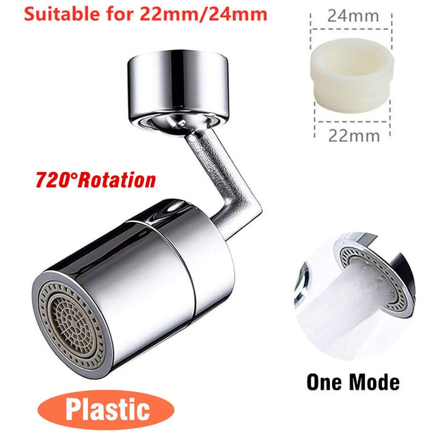 New Universal 1080° Rotation Extender Faucet Aerator Plastic Splash Filter Kitchen Washbasin Faucets Bubbler Nozzle Robotic Arm