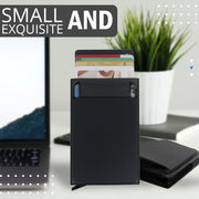 Slim Aluminum Wallet With Elasticity Back Pouch ID Credit Card Holder Mini RFID Wallet Automatic Pop up Bank Card Case