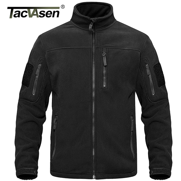 TACVASEN Full Zip Up Tactical Army Fleece Jacket Military Thermal Warm Police Work Coats Mens Safari Jacket Outwear Windbreaker